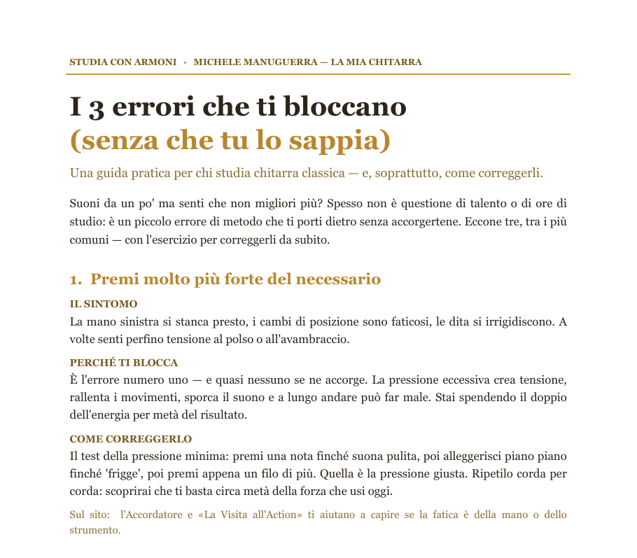 Anteprima della guida «I 3 errori che ti bloccano alla chitarra»